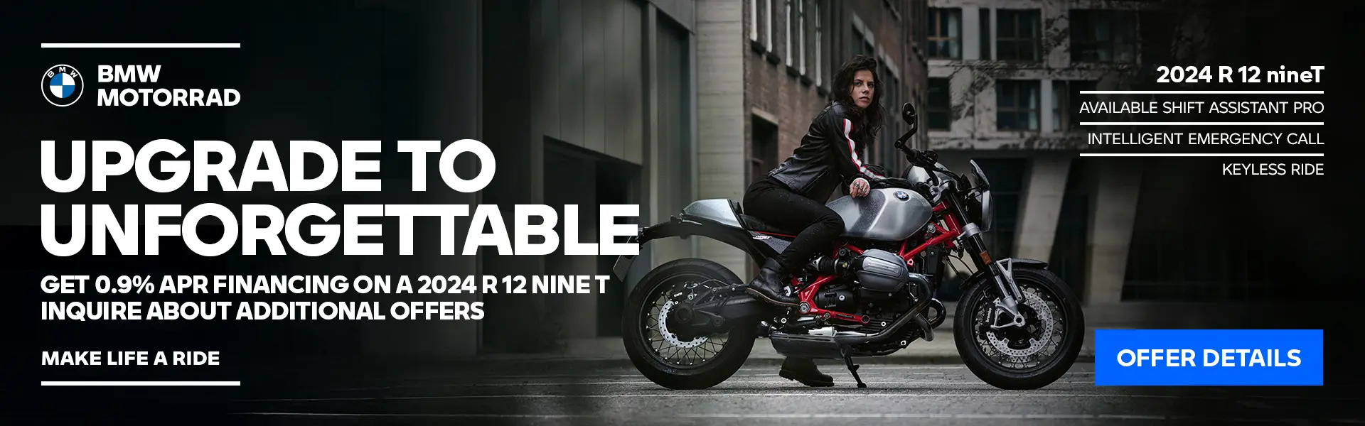 Get 0.9% APR financing on a 2024 R 12 nineT